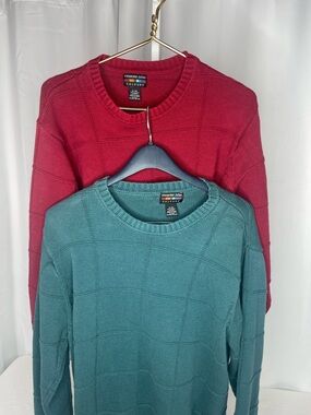 Alexander Julian Colours Men's Crewneck Sweater 2 Set - Teal & Red